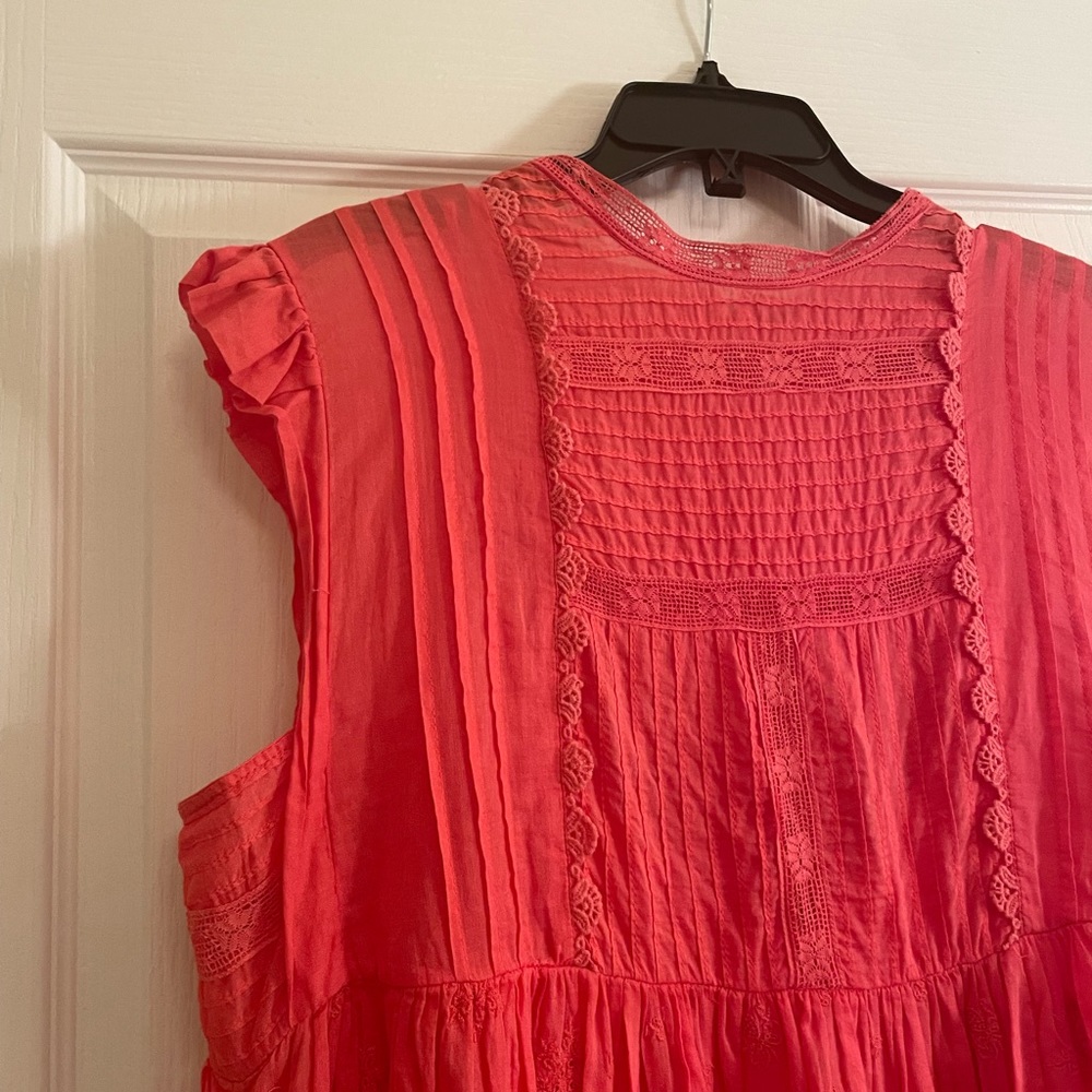 FREE PEOPLE Nobody Like You Embroidered Mini Dress in Coral - Picture 7 of 14